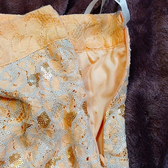 NWT 4/$20 Vero Moda peach lace & sequined short skirt-4/6 - Picture 3 of 7